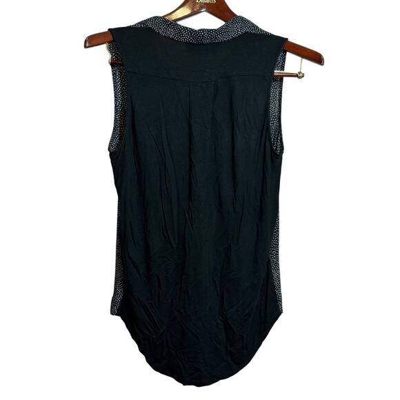 Loft Women's Black & White Sleeveless Top Size Medium with Collar & Pockets - Picture 2 of 7